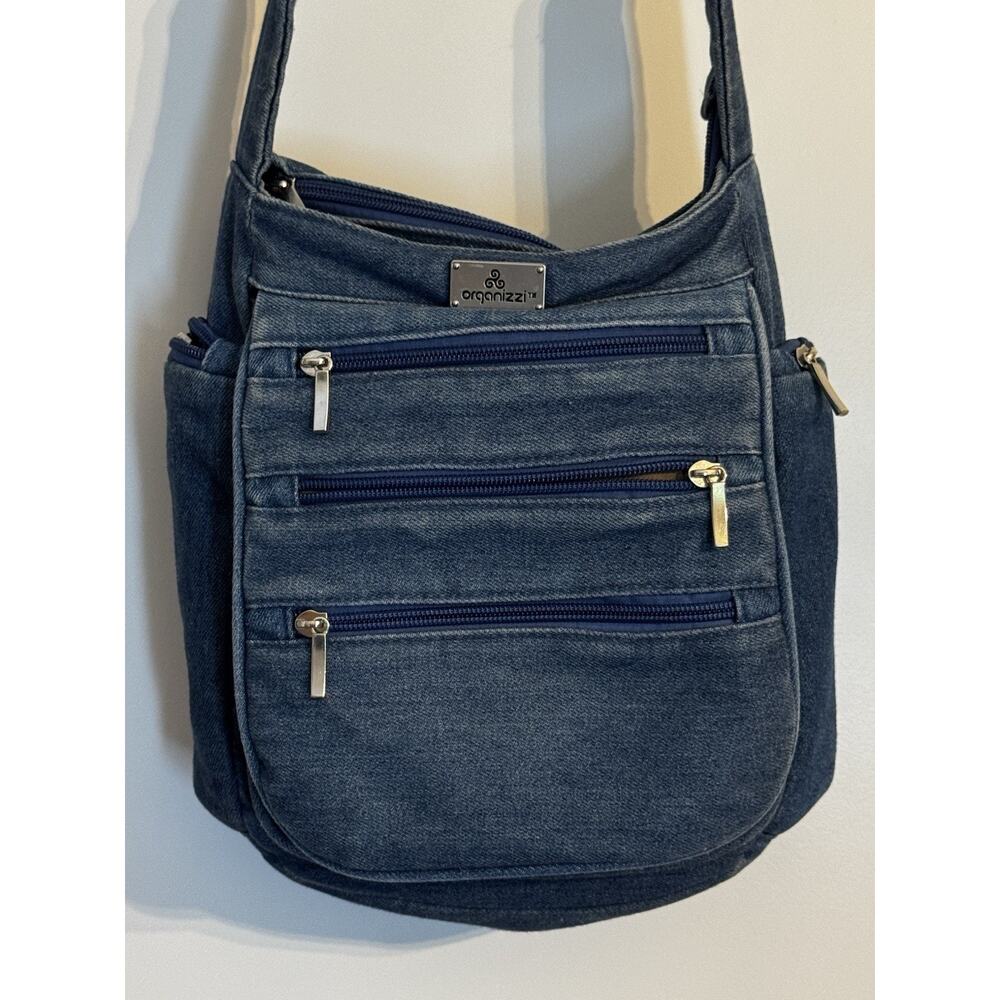Organizzi Blue Denim Crossbody Travel Bag Retro Boho Multi Pocket - Picture 12 of 12